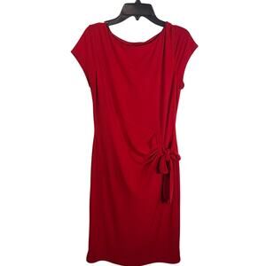 Boston Proper Red Wrap Dress Ruched Side Tie Career Size 6